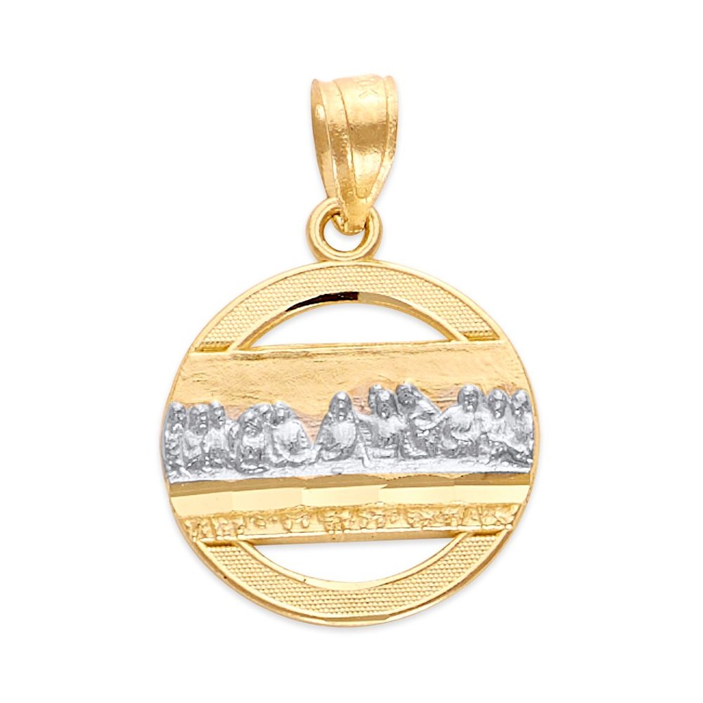 10k Two Tone Solid Gold Last Supper Pendant for Necklace - Religious Jewelry